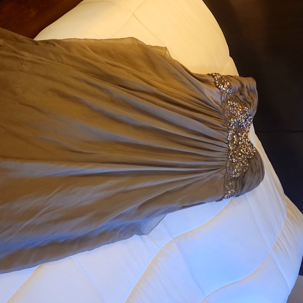 Grey Marchesa Beaded Gown